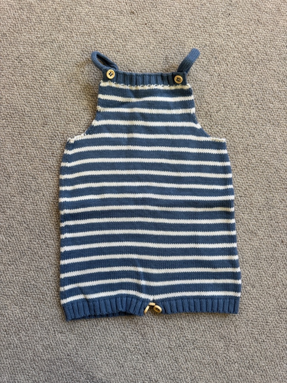 Oeuf Blue and White Striped Knit Romper
